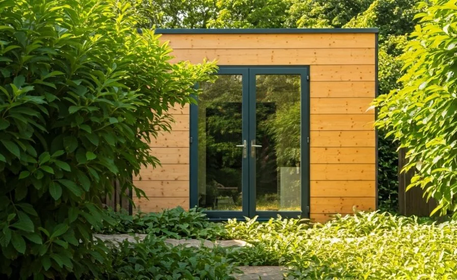 Garden room exterior with premium cedar cladding