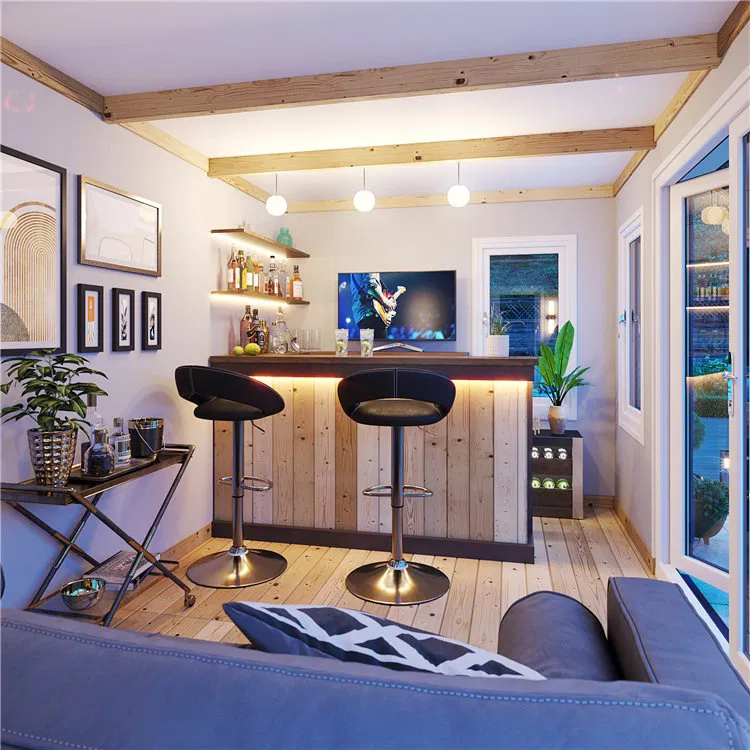 Contemporary garden lounge with natural lighting and comfortable seating