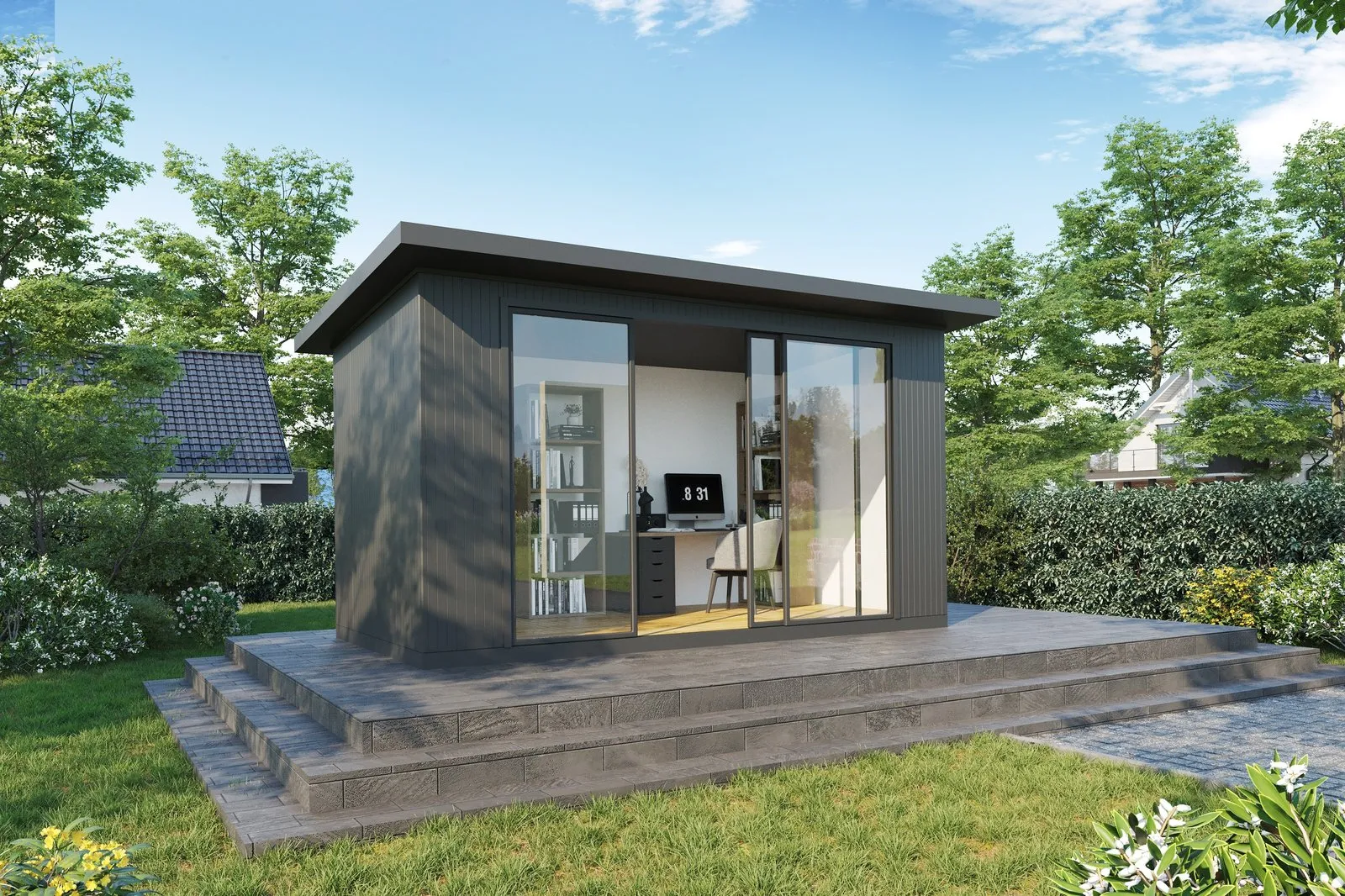 Piccolo Plus compact Kingspan garden room with dark grey exterior